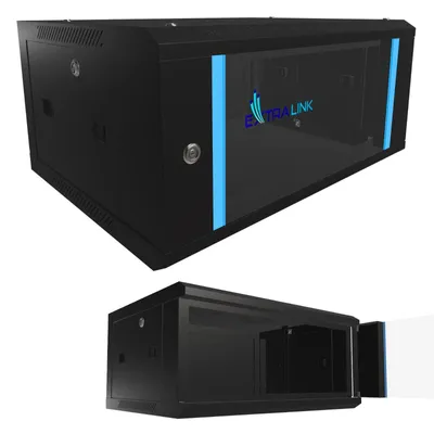 Obrázok produktu pre 19" Sieťový rozvádzač 4U nástenný 600x450 mm čierny rack kabinet