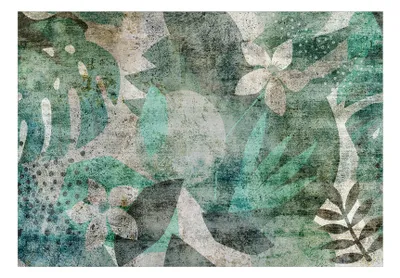 Produktbild von Vlies Fototapete Abstrakte Blätter Blumen Natur Botanik wie gemalt grün 400x280 cm – Moderne Vliestapete, Tapete für Wohnzimmer b-C-0968-a-a