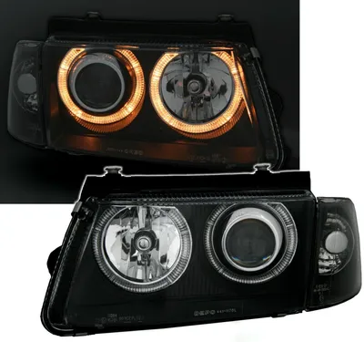 Für VW Passat 3B B5 1996-2000 Angel Eyes Scheinwerfer Schwarz Links + Rechts in der Farbe Schwarz von AD TUNING GmbH & Co. KG