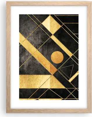 Produktbild von Gerahmtes Poster - Rahmen in heller Eiche - Golden Schwarz Figuren - 30x40 cm - Wand Bild - Wanddeko - Wandbilder - Kunstposter - Wandposter - Bilderrahmen - Bilder - Kunstdruck - P2NPA30x40-5089