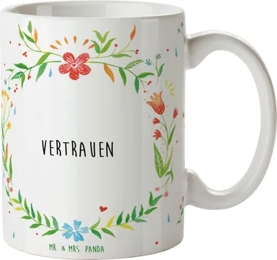 Produktbild von Mr. & Mrs. Panda Tasse Vertrauen - Geschenk, Bedruckte, Kaffeebecher, Geschenktasse, Teetasse, Keramiktasse