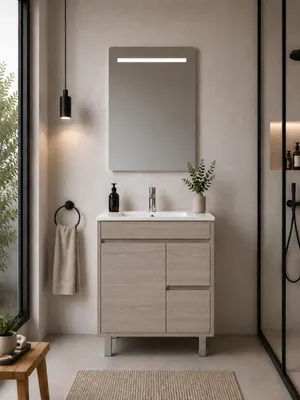 ORIGEN BATH ISQUIA Badmöbel mit Waschbecken 60x45 cm, Smoky-Eiche