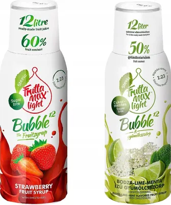 Image de Sirops Fruttamax Fraise Légère Citron Vert Menthe, 500ml, 2 pièces
