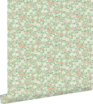 Immagine prodotto di ESTAhome carta da parati fiori verde, rosa terracotta e bianco 50 x 900 cm