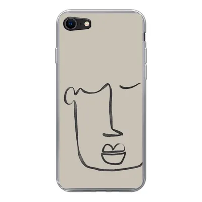 Produktbild von MuchoWow® Handyhülle Schutzhülle Hülle für iPhone 8 Gesicht - Abstrakt - Strichzeichnung Silikon Softcase Handy Hülle - Schutzhaube