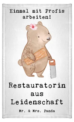 Produktbild von Mr. & Mrs. Panda Handtuch Restauratorin Leidenschaft - Weiß - Geschenk, Frotteetuch, Klein, Gästetuch, Gäste-WC, gäste wc