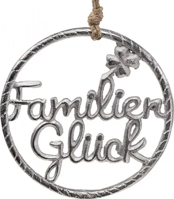 Produktbild von Metall Wandring mit Familienglück Schriftzug und Kordel