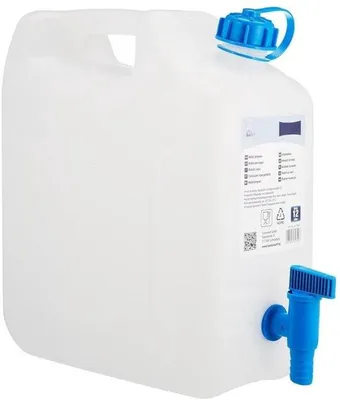 Produktbild von Opvouwbare Wasserbehälter mit Wasserhahn und Schraubverschluss - 12 Liter Transparenz-Blau - Wasservorratsbehälter für Camping