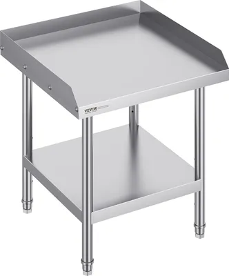 Produktbild von VEVOR Arbeitstisch aus Edelstahl, kommerzieller Arbeitstisch zur Lebensmittelzubereitung, 3-seitiger Spritzschutz, 610 x 610 x 660 mm Küchentisch, Arbeitstisch mit einstellbarer Höhe für Hotel