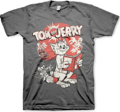 Obrázok produktu pre Komiksové tričko Tom a Jerry - veľké - tmavosivé