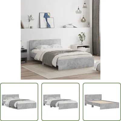 Produktbild von The Living Store Bettgestell mit Kopfteil Betongrau 120x200 cm