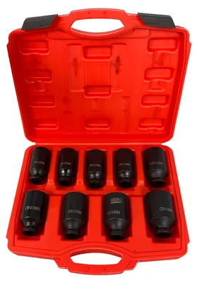 Obrázok produktu pre Sada rázových nástrčných hlavíc - kľúčov 1/2'' na matice poloosi, 9ks, 29 - 38mm, Gebo Tools