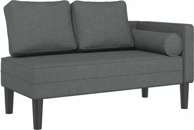A gray sofa chaise on a white background.