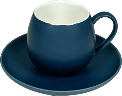 Immagine prodotto di 12 pezzi. Set di tazze da caffè con piattino in porcellana 220 ml - Blu