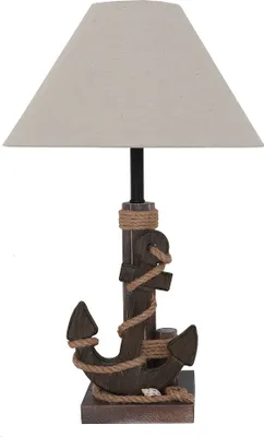 Produktbild von Tischlampe ANKER braun D35cm aus Holz mit Muscheln und Juteband Tau maritim E27