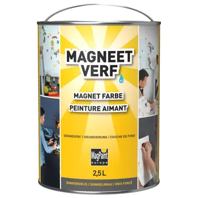 Productafbeelding van MagPaint Magneetverf 2,5 L – magnetische muurverf op waterbasis, donkergrijs