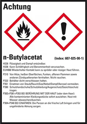 Produktbild von Dreifke® Aufkleber I GHS-Etikett n-Butylacetat, GefStoffV/GHS/CLP, Folie, 52x...