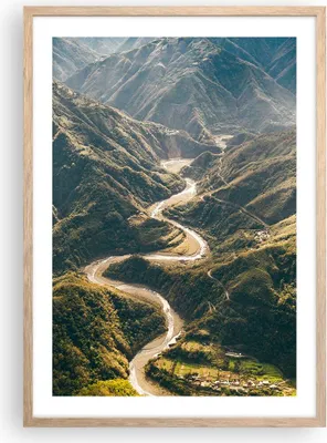 Produktbild von Gerahmtes Poster - Rahmen in heller Eiche - Berge Weg Wald - 50x70 cm - Wand Bild - Wanddeko - Wandbilder - Kunstposter - Wandposter - Bilderrahmen - Bilder - Kunstdruck - P2NPA50x70-4700
