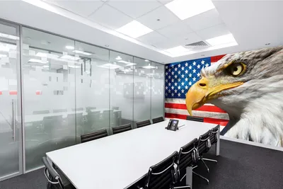Produktbild von Vlies Fototapete ADLER UND AMERIKANISCHE FLAGGE 375 x 250 cm (inkl. Kleister) - Vlies Tapete, Wandtapete, Wandbilder - Tapete für Wohnzimmer Schlafzimmer, Büro, Küche - Montagefertig
