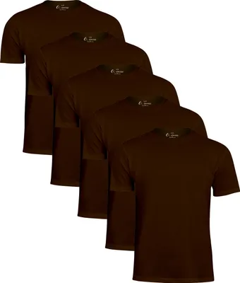 Produktbild von Cotton Prime®, T-Shirt, Braun, S, 5er Pack, O-Neck, 100% Baumwolle / 95% Baumwolle 5% Viskose, form- und größenbeständig, gerader Schnitt, Halbarm, legerer Tragekomfort, hautsympathisch