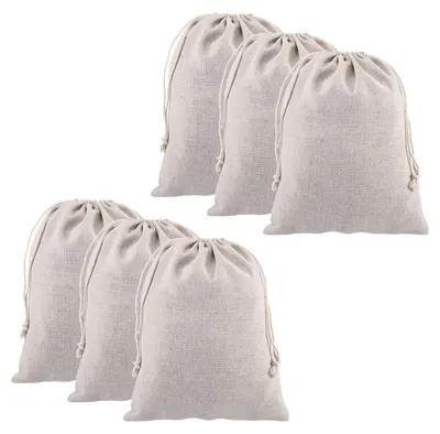 Image de 12 sacs de rangement en coton, sacs en mousseline réutilisables avec cordon de serrage, pour les fruits et les vêtements
