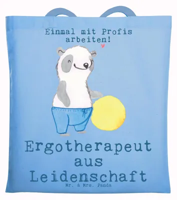 Produktbild von Mr. & Mrs. Panda Schultasche Ergotherapeut Leidenschaft - Sky Blue - Geschenk, Beruf, Ausbildung, Laptoptasche, Shopping Tasche, stoff shopper, Spruch, Lustig, Tote Bag