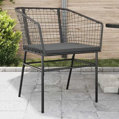 Produktbild von 2 Gartenstühle mit Kissen aus schwarzem PE-Rattan