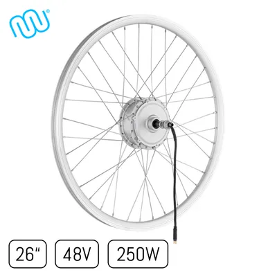 Obrázok produktu pre windmeile | E-Bike Hub Motor Hinder Bike, špicatý, strieborný, 26", 48V/250W, E-Bike, Electric Bike, Pedelec