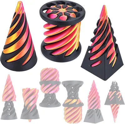 Productafbeelding van Spiraal cone fidget-speelgoed - 3 stuks - Onmogelijke spiraalkegel piramide - 3D spiraalspeelgoed