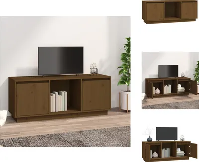 Productafbeelding van vidaXL TV-kast, honingbruin, 110,5 x 35 x 44 cm, massief grenenhout - TV-meubel