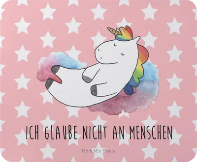 Produktbild von Mr. & Mrs. Panda Mousepad Einhorn Wolke 7 - Rot Pastell - Geschenk, mousematte, Menschen, Einhörner, Mauspad, Unicorn, computer, Mouse Pad, laptop, Realität