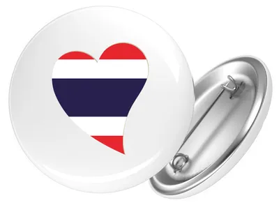 Produktbild von Huuraa Button Thailand Flagge Herz 59mm rund mit Sicherheitsnadel Ansteckbutton Geschenkidee