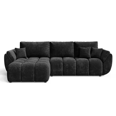 Produktbild von EZIMPAZ Schlafsofa CALVANI, Ecksofa Gesteppt mit Schlaffunktion und Bettkasten, Freistehende Polsterecke, DL-Automatik - Schwarz Links