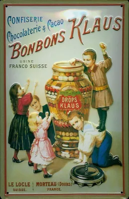 Produktbild von Blechschild Bonbons Klaus Schokolade Bonbon Schweiz Schild Nostalgieschild
