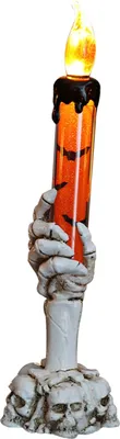 Image de Bougeoir crâne Halloween Squelette Fantôme Main Flameless Candle Lamp Party Bar Decoration Lamp Orange