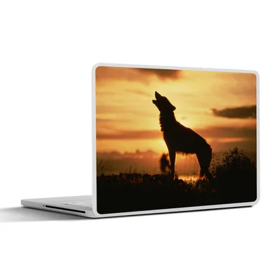 Produktbild von MuchoWow® Laptop Aufkleber Sticker Cover Wolf - Scherenschnitt - Raubtier 31x22.5 cm - Laptop-Deko