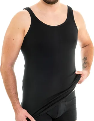 Extralanges Herren Tank Top mit Rundhalsausschnitt schwarz