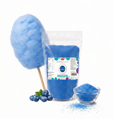 Image de Sucre pour barbe à papa au goût de myrtille, sans colorants AZO, sac de 1 kg