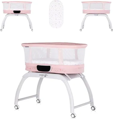 Produktbild von Chipolino Beistellbett Sogno 2 in 1 Spieltisch, Fernbedienung, eingebaute Waage rosa