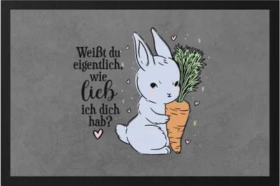 Produktbild von Weißt Du Wie Lieb Ich Dich Habe Fußmatte  Hase Mit Karotte Süßes Geschenk Kaninchen Möhre