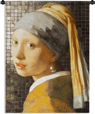 Produktbild von MuchoWow® Wandteppich Wandbehang Das Mädchen mit dem Perlenohrring - Gemälde - Vermeer 120x160 cm Tapisserie Dekoration Wandtuch - Wohnzimmer - Moderne