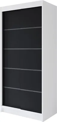 Produktbild von Easy4You P4 100 cm Weiß/Schwarz Schiebetüren Kleiderschrank 100x200x58 cm Schlafzimmermöbel, Aufbewahrung - Mehrzweckschrank - Farbe: Weiß/Schwarz