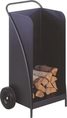 Produktbild von Heibi Holzwagen aus pulverbeschichtetem Stahl schwarz glimmer 52x43x95 cm Kaminholzwagen