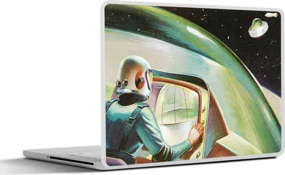 Produktbild von MuchoWow® Laptop Aufkleber Sticker Cover Eine bunte Illustration eines UFOs im Weltraum - Jungen - Mädchen - Kinder - Kind 30x21 cm - Sticker für Laptop - Selbstklebend