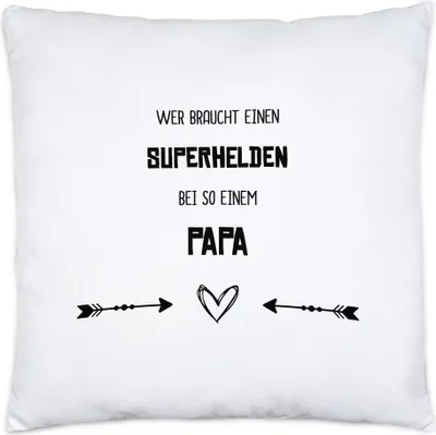 Produktbild von Wer Braucht Superhelden Kissen inkl. Füllung Bester Papa Der Welt Geschenkidee Vatertag Geburtstag
