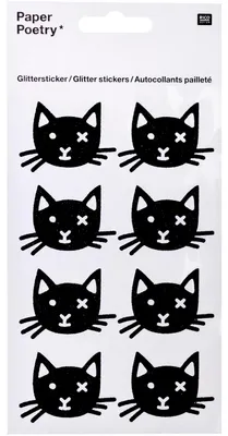 Produktbild von Glitter Sticker Schwarze Katze 1 Blatt