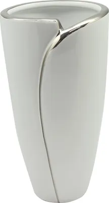Zdjęcie produktu dla Gilde Vase "Flores"  weiß, silber  Länge 13,0 cm Breite 13,0 cm Höhe 24,0 cm 43804