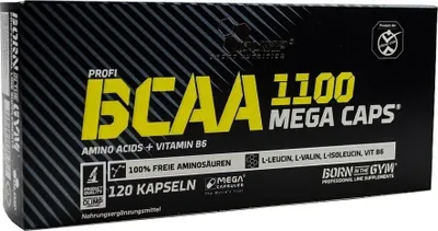 Obrázek produktu pro Olimp Nutrition BCAA MEGA CAPS, Tableta, L-isoleucin, L-leucin, L-valin, Vitamín B6, 120 kusů, free amino acids (43 % L-leucine, 21,5 % L-valine, 21,5 % L-isoleucine), emulsifier – soy..., CE