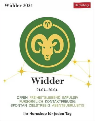 Produktbild von Widder Sternzeichenkalender 2024: Tagesabreißkalender. Tischkalender 2024 mit täglichem Horoskop. Kleiner Kalender mit täglichem Blick in die Sterne