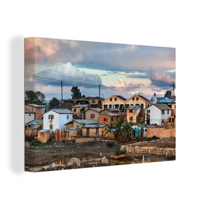 Produktbild von OneMillionCanvasses® - Leinwandbilder - 140x90 cm, Häuser in Madagaskar, Wandbilder Kunstdruck Wanddekoration